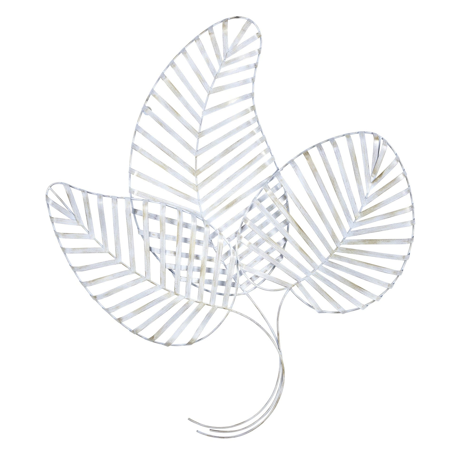 HomeRoots Fanned White Metal Leaf Wall Decor