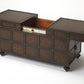 HomeRoots Faux Leather Storage Coffee Table in Dark Brown Finish