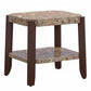 HomeRoots Faux Marble And Brown End Table