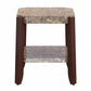 HomeRoots Faux Marble And Brown End Table