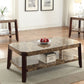 HomeRoots Faux Marble And Brown End Table
