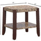 HomeRoots Faux Marble And Brown End Table