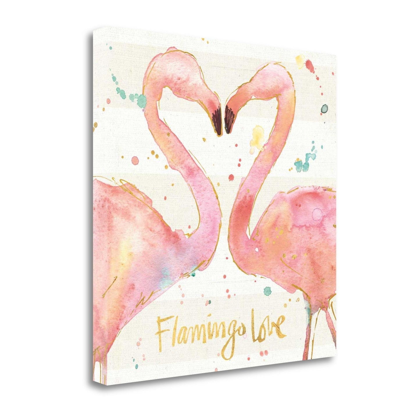 HomeRoots Flamingo Love Watercolor 2 Giclee Wrap Canvas Wall Art