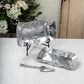 HomeRoots Fleur De Lis Traditional Serving Tray in Silver Finish