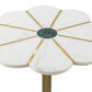 HomeRoots Flower Shape Marble Side Table With White and Gold Finish