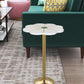 HomeRoots Flower Shape Marble Side Table With White and Gold Finish