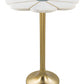 HomeRoots Flower Shape Marble Side Table With White and Gold Finish