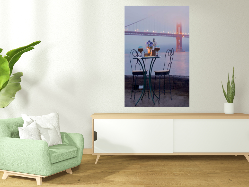 HomeRoots Foggy Night Bistro Cafe Golden Gate Bridge 2 Giclee Wrap Canvas Wall Art