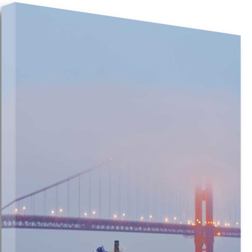 HomeRoots Foggy Night Bistro Cafe Golden Gate Bridge 2 Giclee Wrap Canvas Wall Art