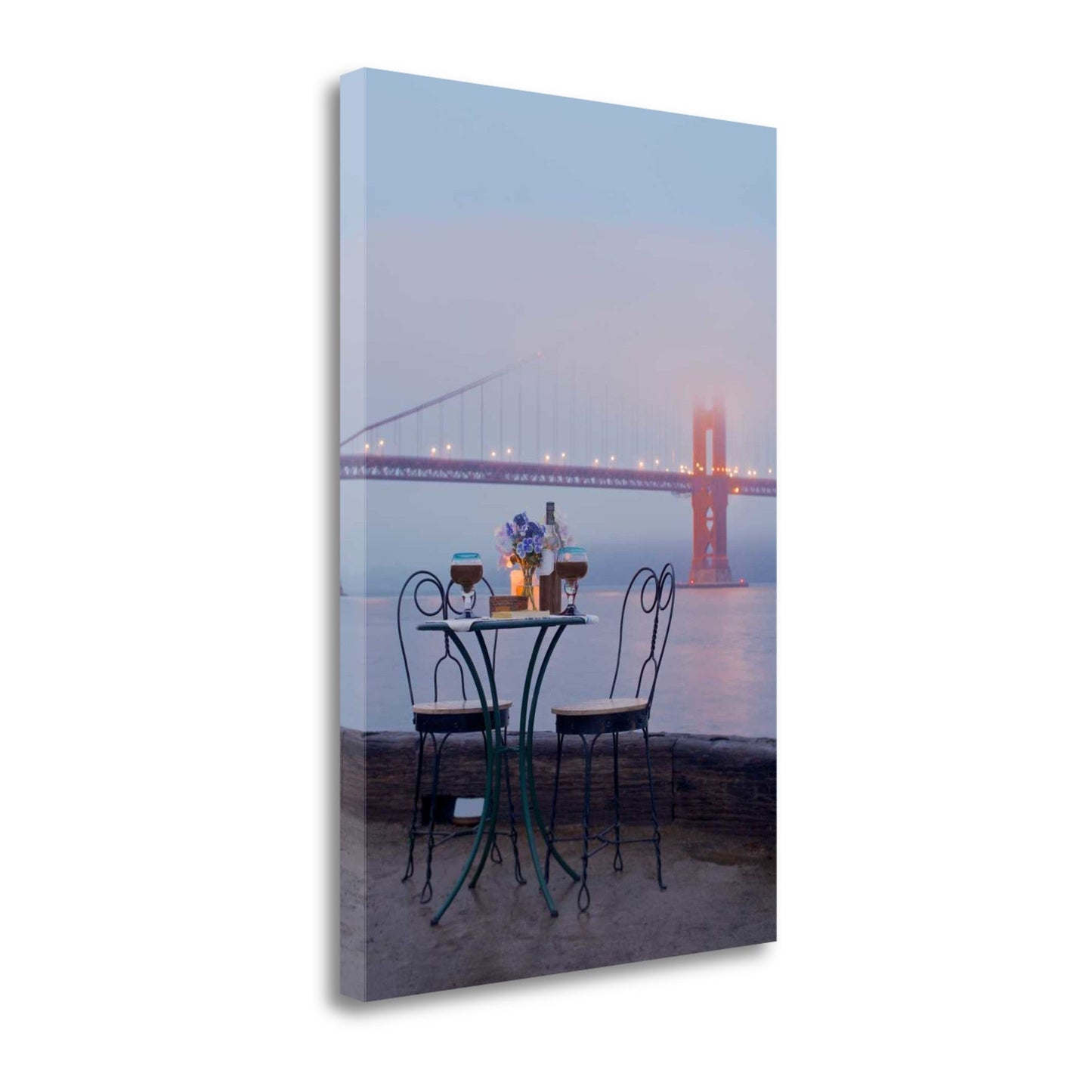 HomeRoots Foggy Night Bistro Cafe Golden Gate Bridge 2 Giclee Wrap Canvas Wall Art
