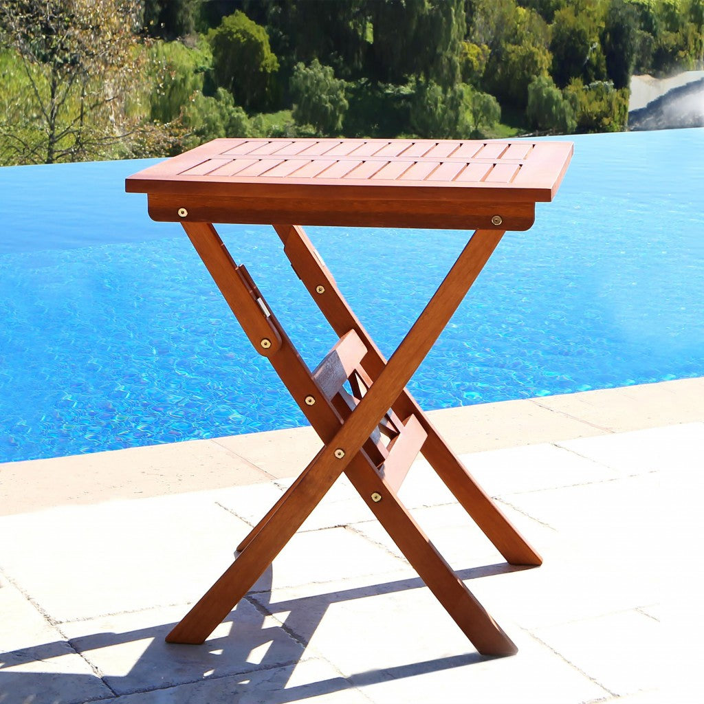 HomeRoots Folding Serving Table in Sienna Brown Finish