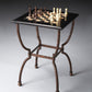 HomeRoots Fossil Stone Square Game Table in Black Finish