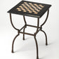 HomeRoots Fossil Stone Square Game Table in Black Finish