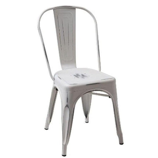 HomeRoots Four 33" Metal Side Chairs In Vintage White Finish