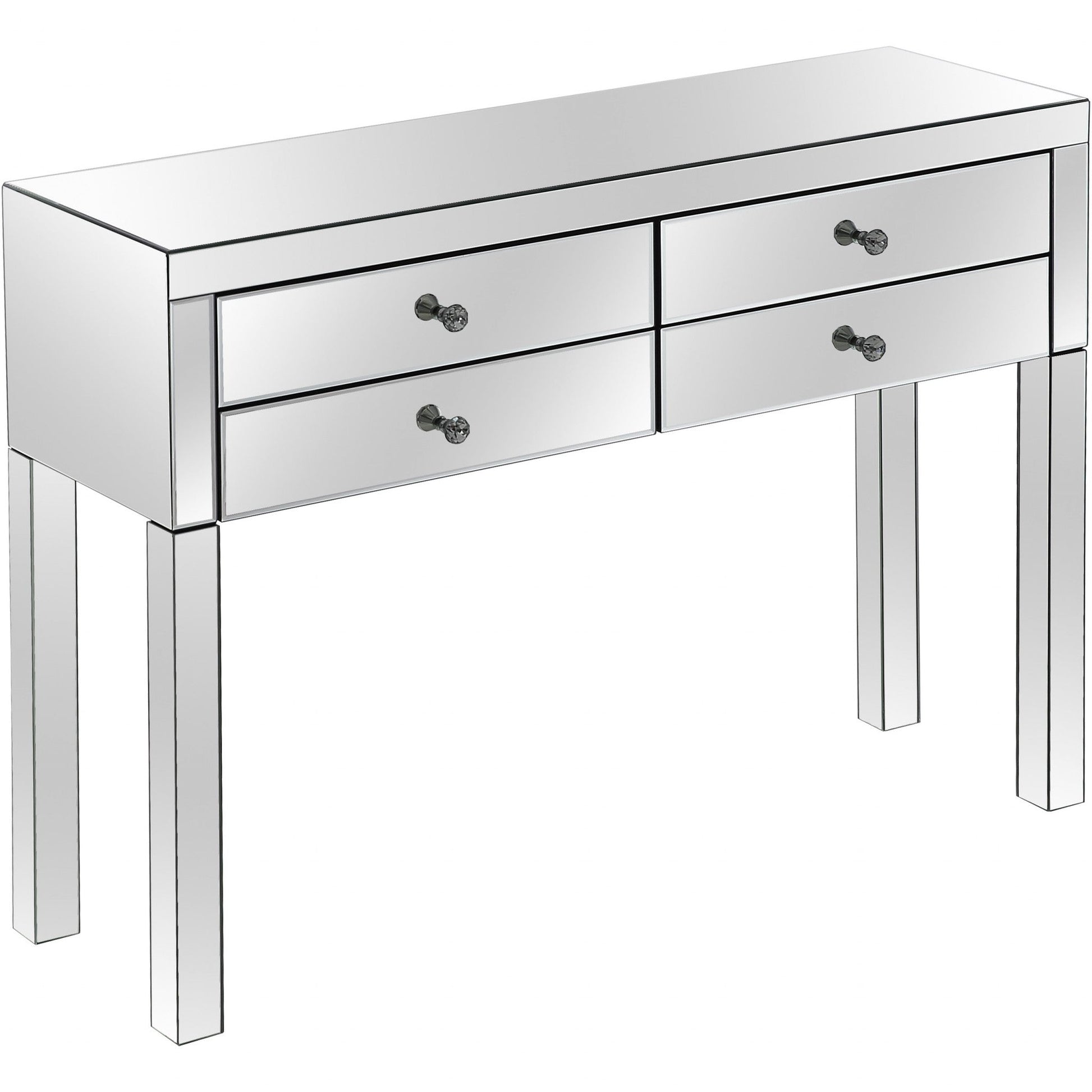 HomeRoots Four Drawer Console Table in Silver Finish