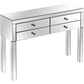 HomeRoots Four Drawer Console Table in Silver Finish