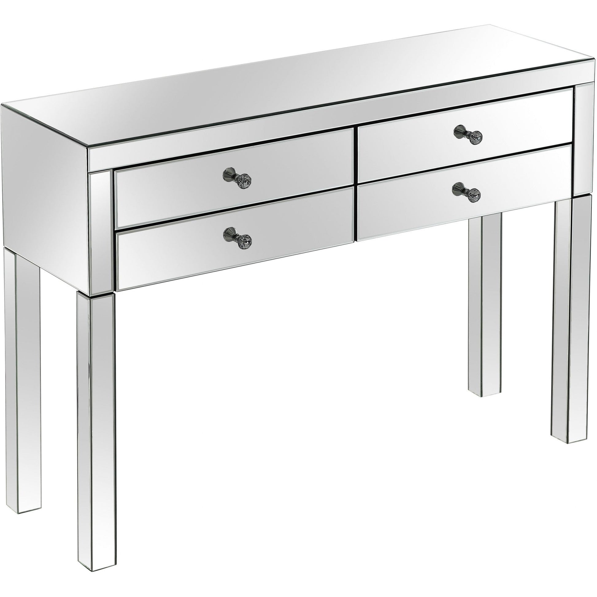 HomeRoots Four Drawer Console Table in Silver Finish