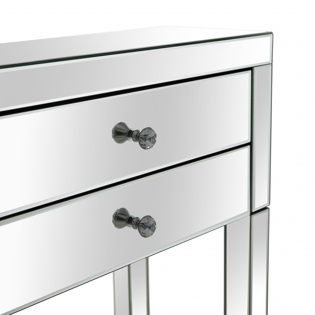 HomeRoots Four Drawer Console Table in Silver Finish