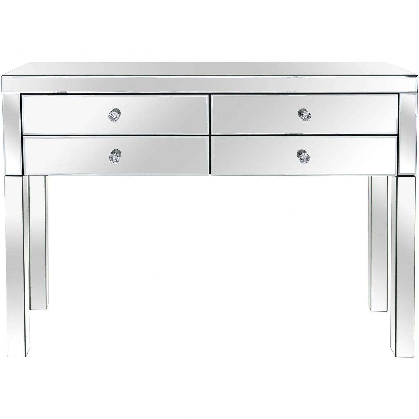 HomeRoots Four Drawer Console Table in Silver Finish