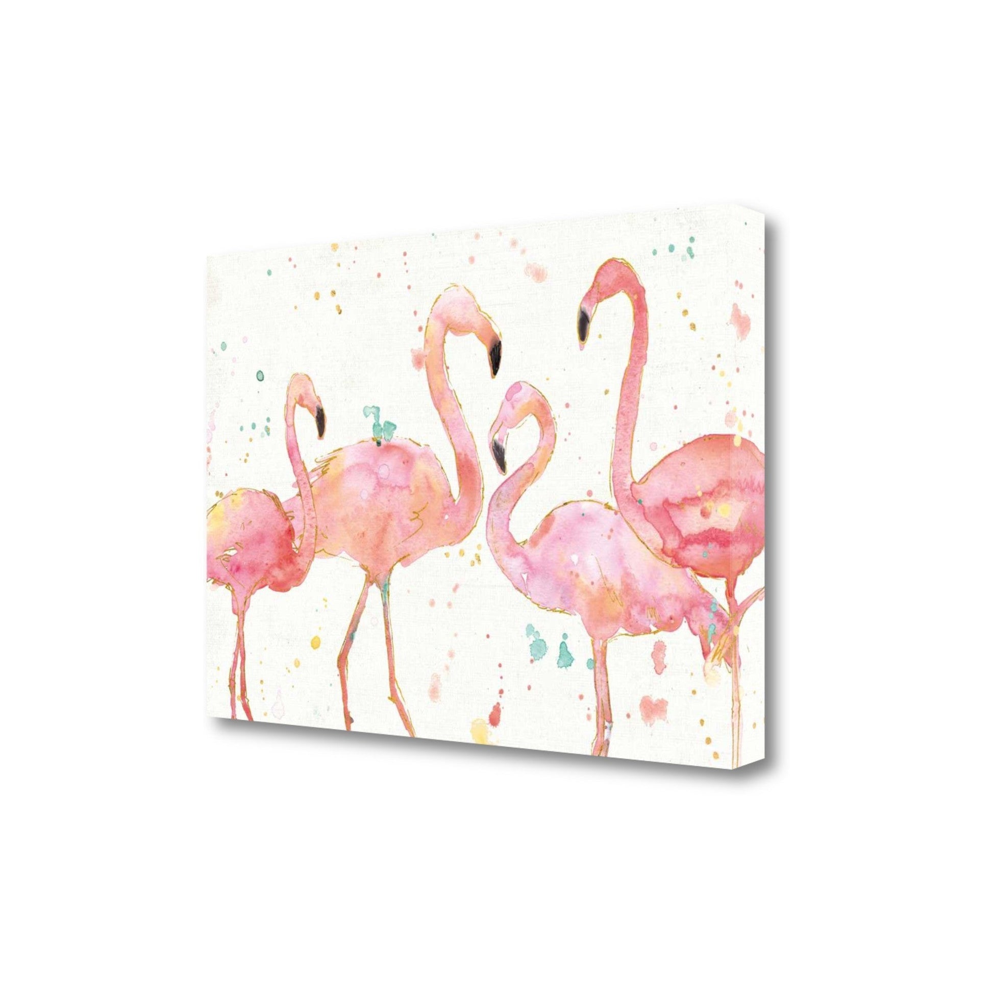 HomeRoots Four Flamingo Watercolor 5 Giclee Wrap Canvas Wall Art
