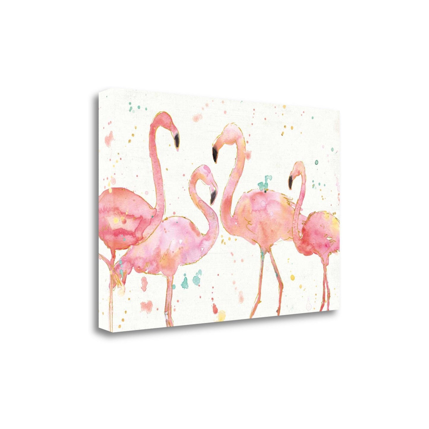 HomeRoots Four Flamingo Watercolor 5 Giclee Wrap Canvas Wall Art