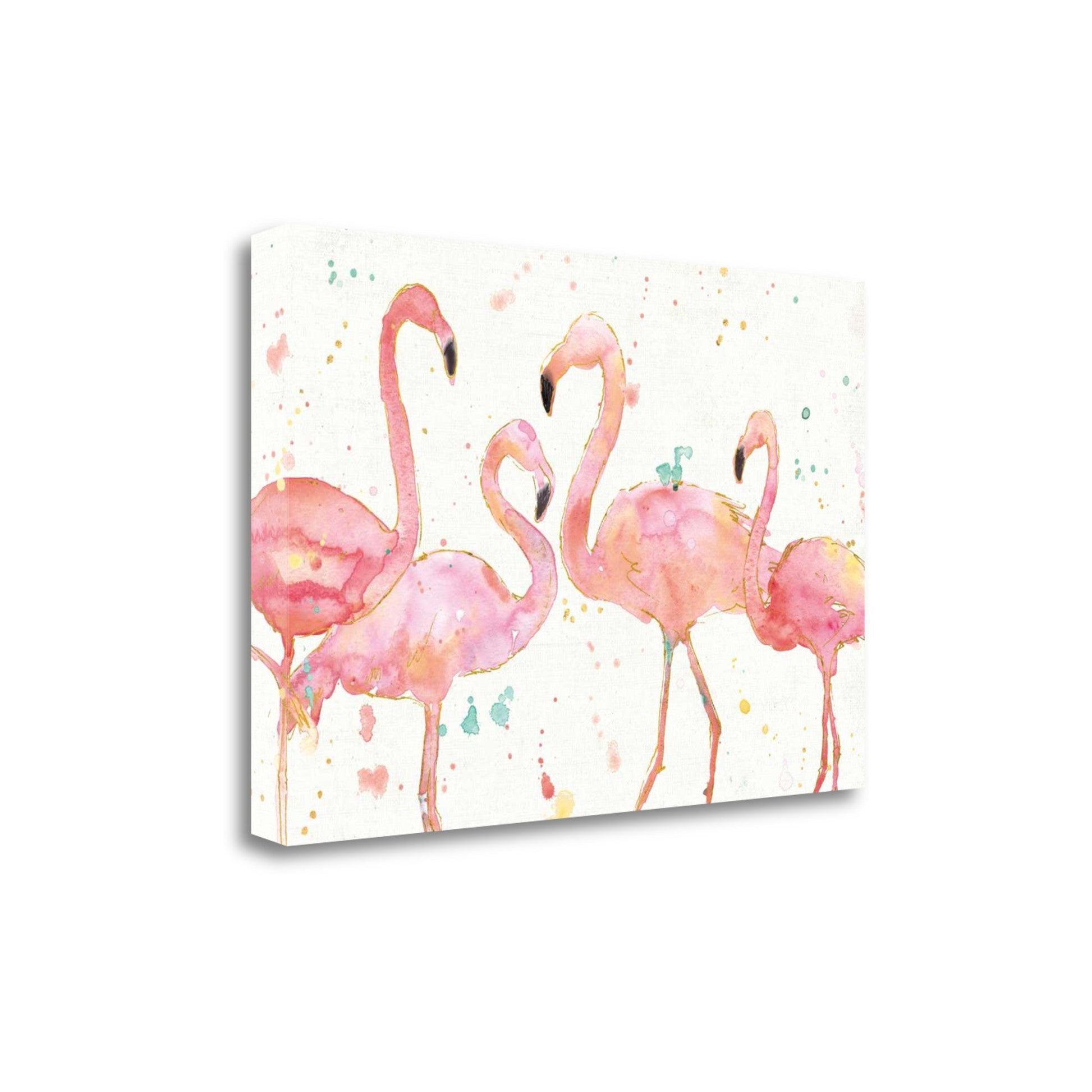HomeRoots Four Flamingo Watercolor 5 Giclee Wrap Canvas Wall Art