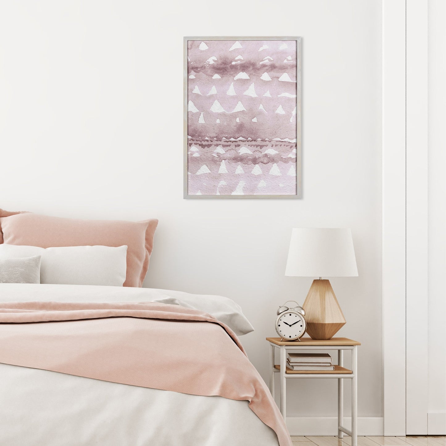 HomeRoots Framed Watercolor Pink Triangle Wall Art