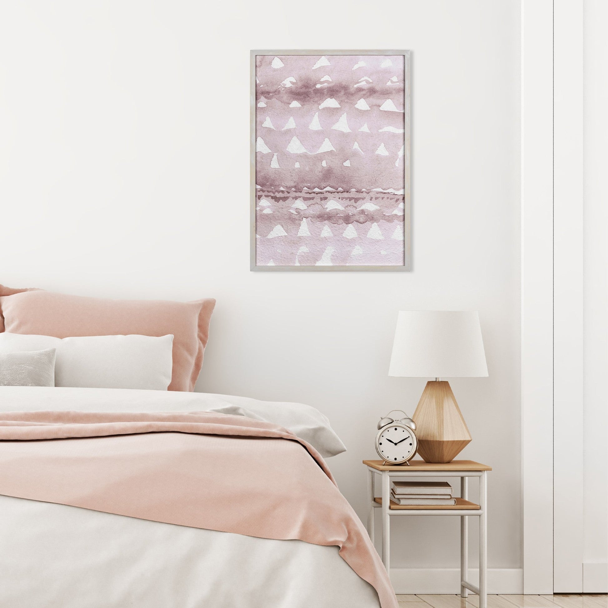 HomeRoots Framed Watercolor Pink Triangle Wall Art