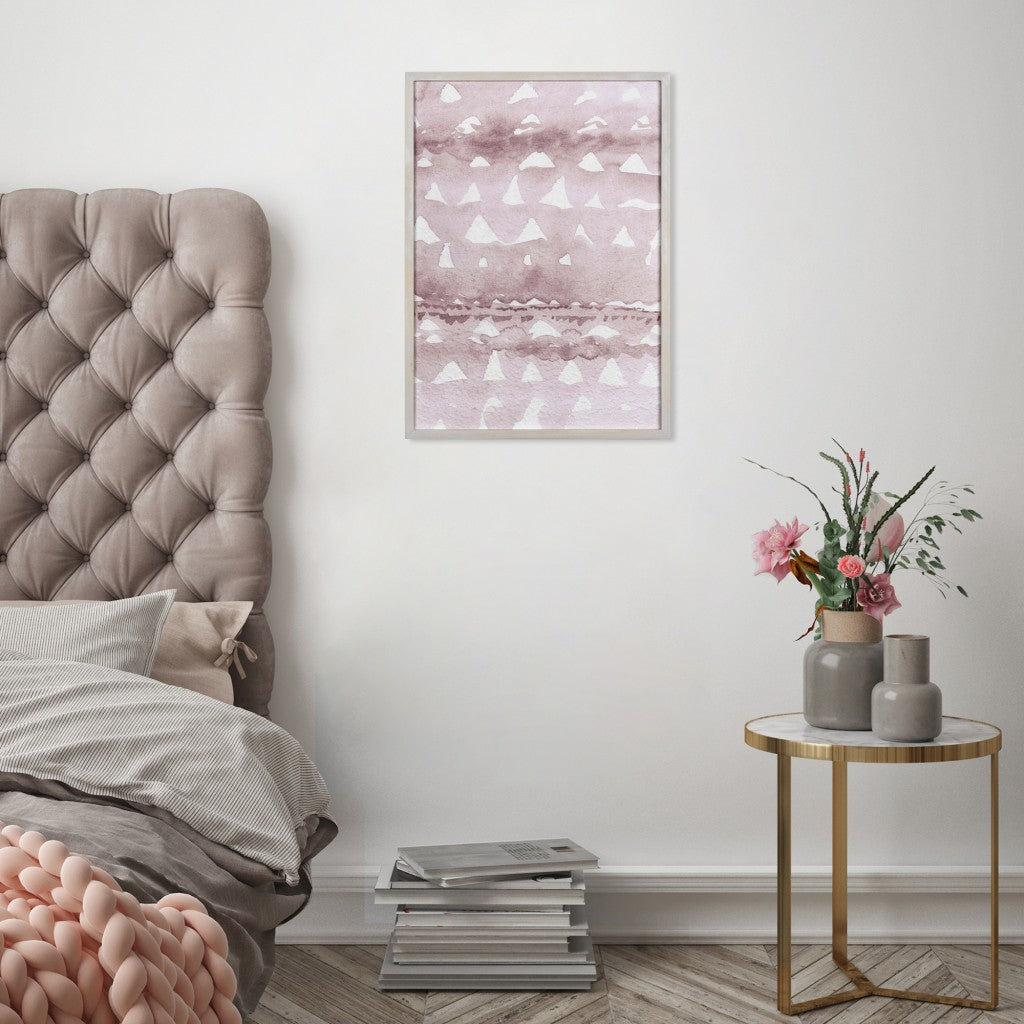 HomeRoots Framed Watercolor Pink Triangle Wall Art