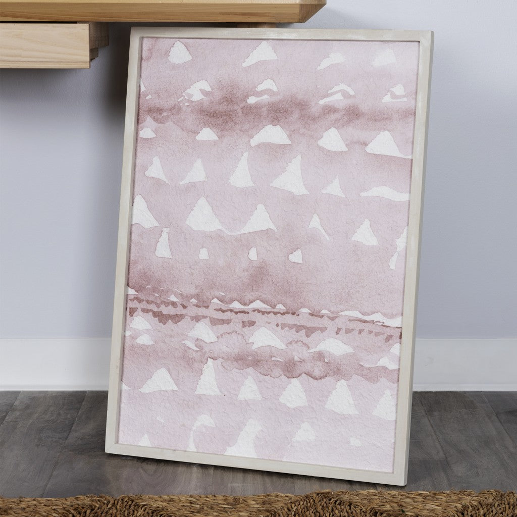 HomeRoots Framed Watercolor Pink Triangle Wall Art