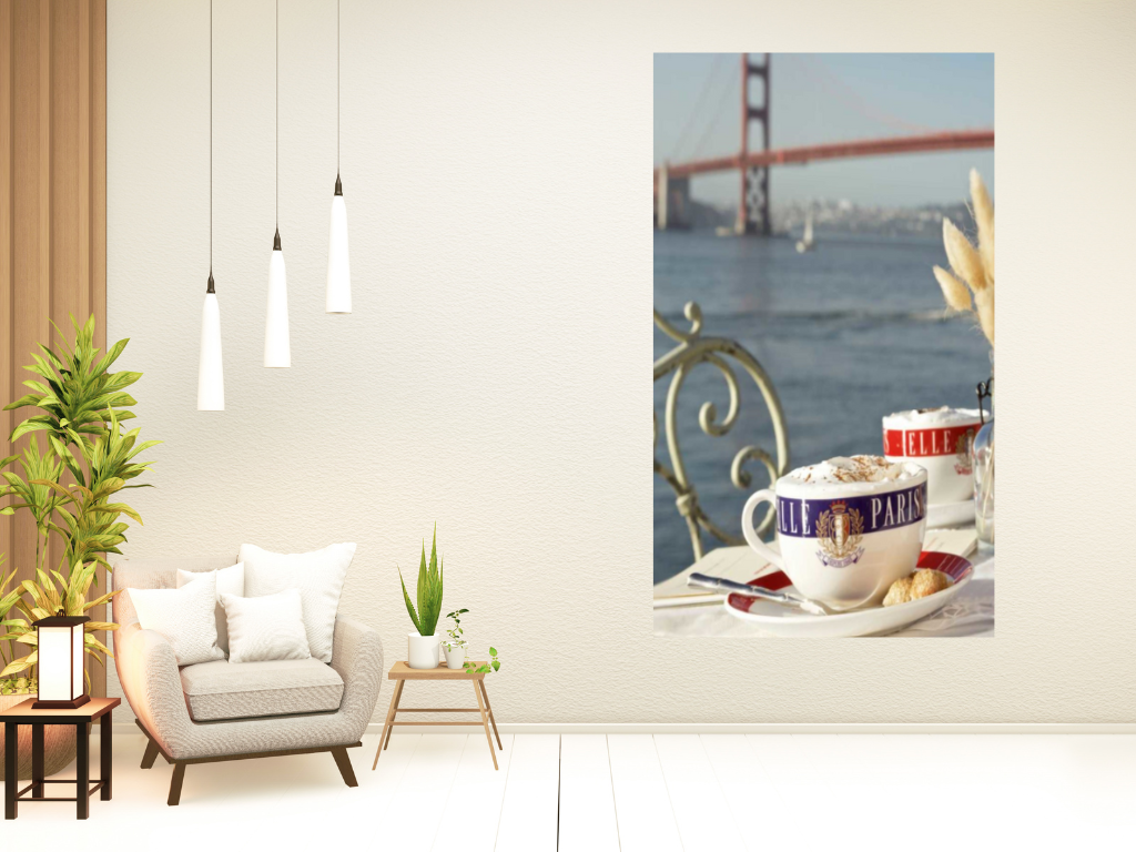 HomeRoots French Coffee For Two Golden Gate Bridge 2 Giclee Wrap Canvas Wall Art