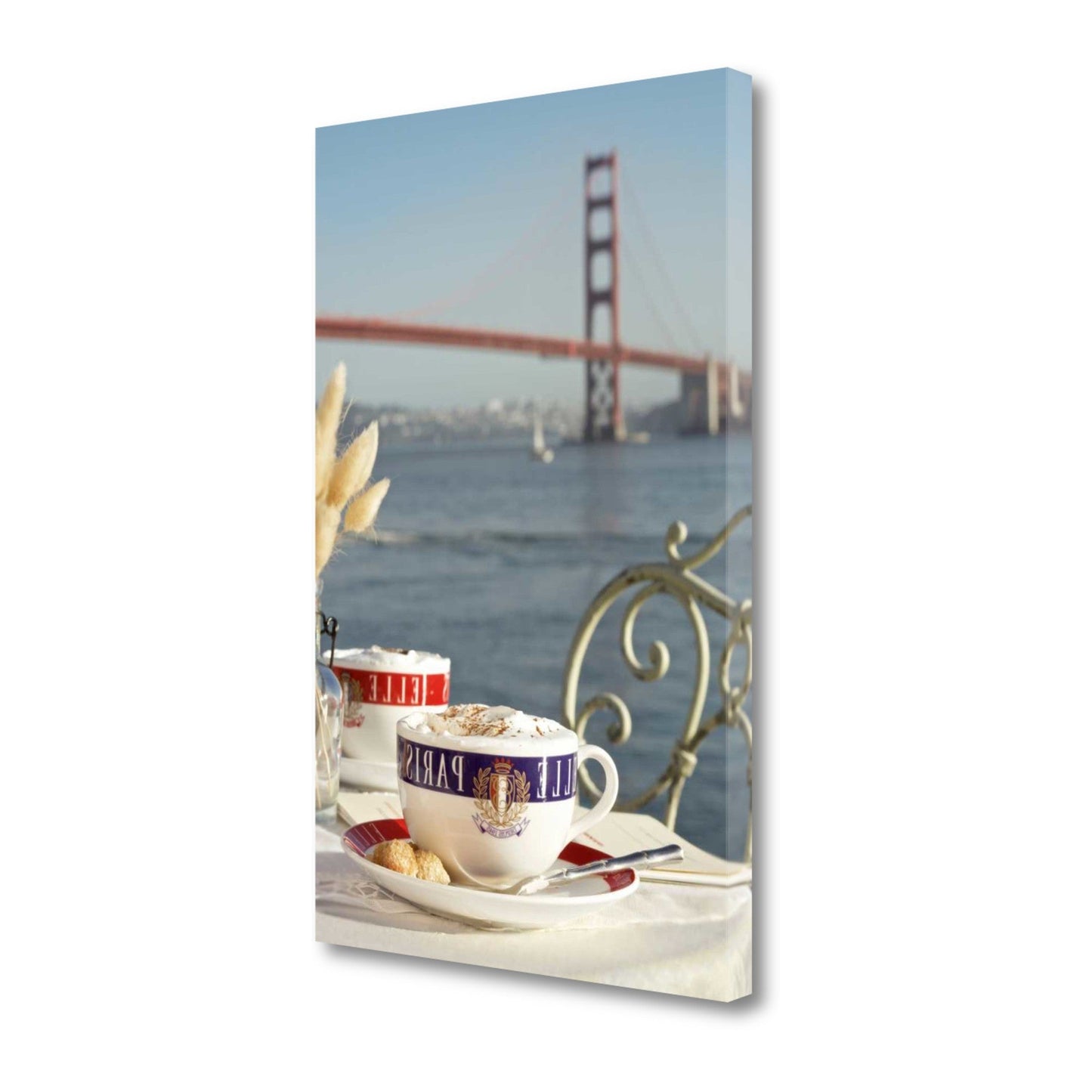 HomeRoots French Coffee For Two Golden Gate Bridge 2 Giclee Wrap Canvas Wall Art