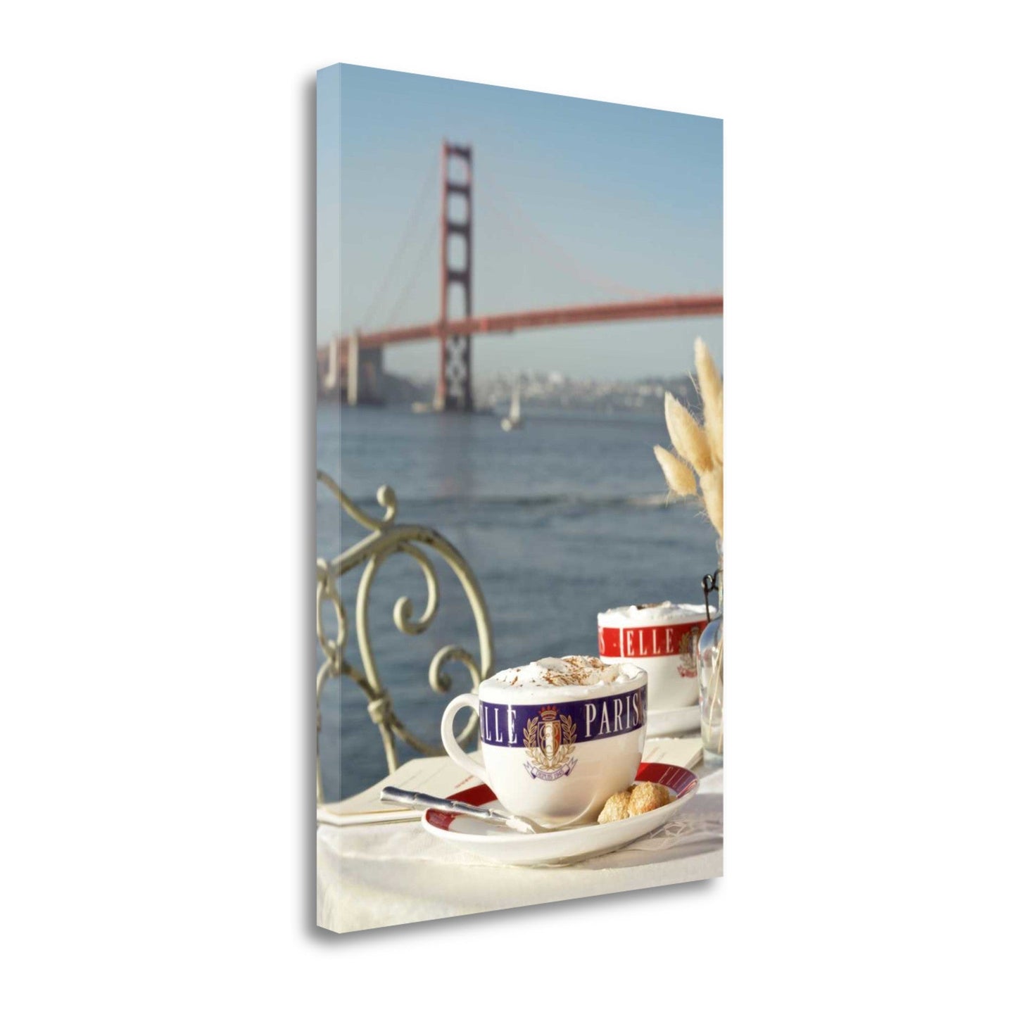 HomeRoots French Coffee For Two Golden Gate Bridge 2 Giclee Wrap Canvas Wall Art