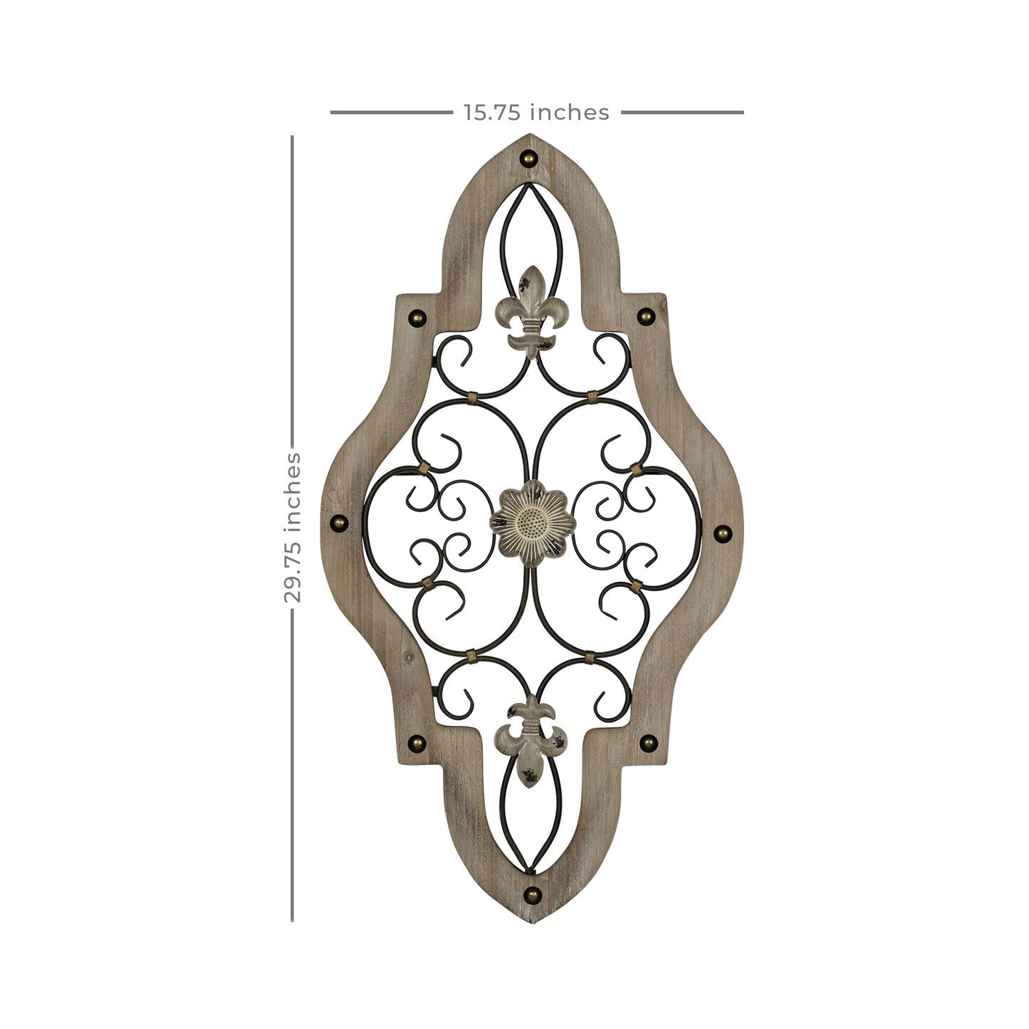 HomeRoots French Country White-Wash Metal Scroll Wall Decor