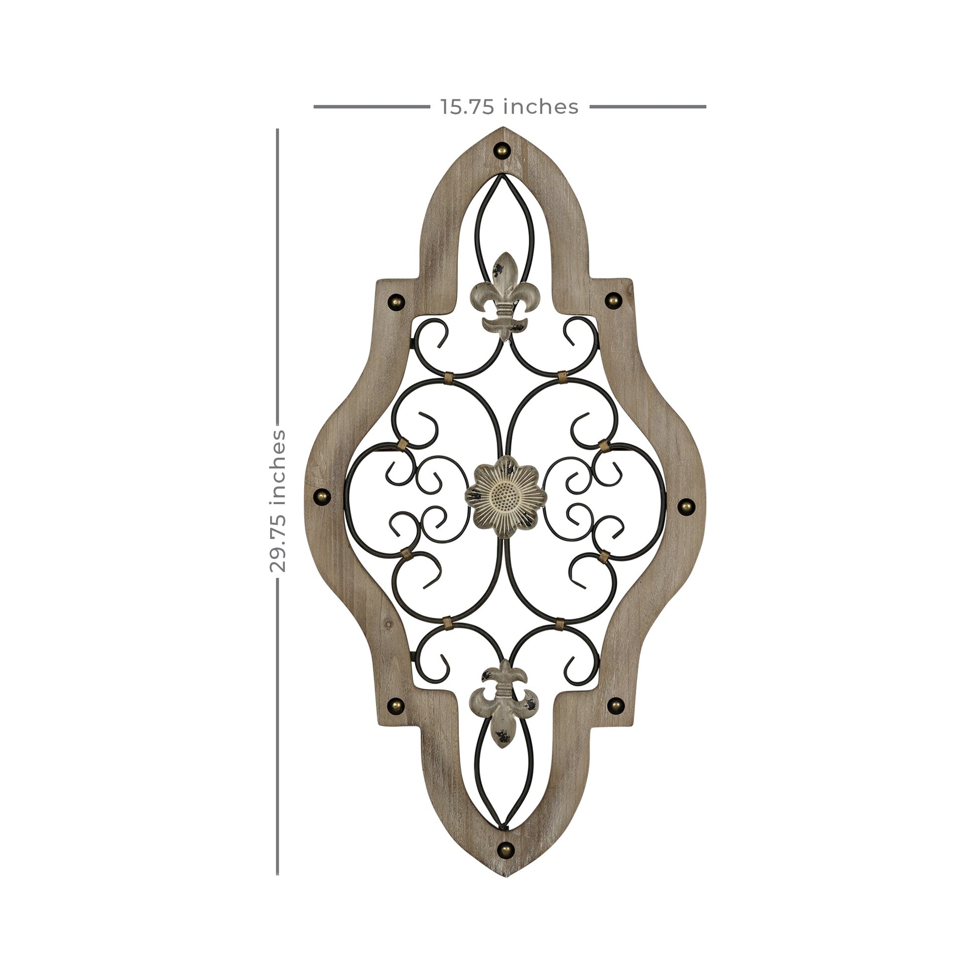 HomeRoots French Country White-Wash Metal Scroll Wall Decor