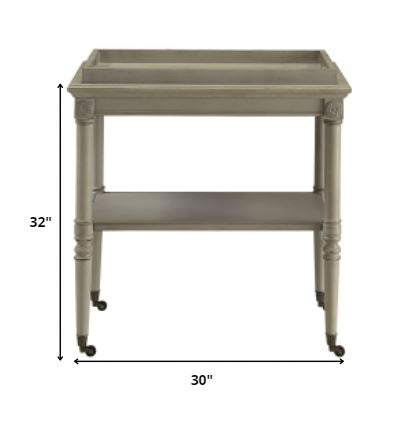 HomeRoots French Style Antique Slate Trolley Table