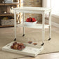 HomeRoots French Style Trolley Table in Antique White Finish