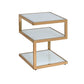 HomeRoots Frosted Glass 3 Tier Champagne End Table