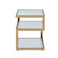 HomeRoots Frosted Glass 3 Tier Champagne End Table