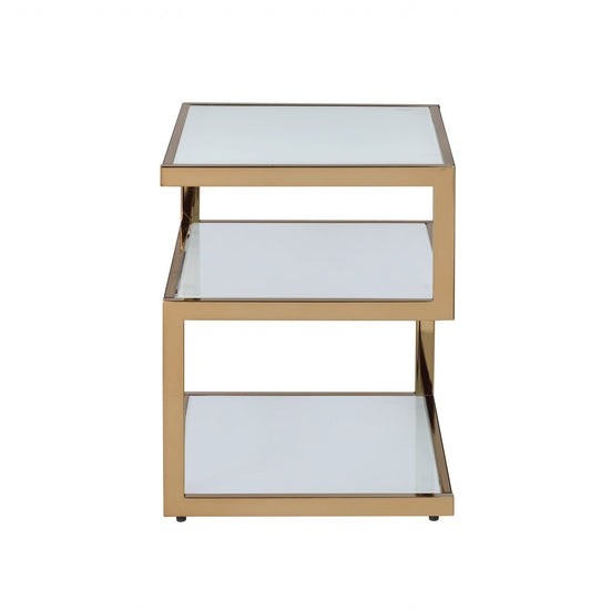 HomeRoots Frosted Glass 3 Tier Champagne End Table