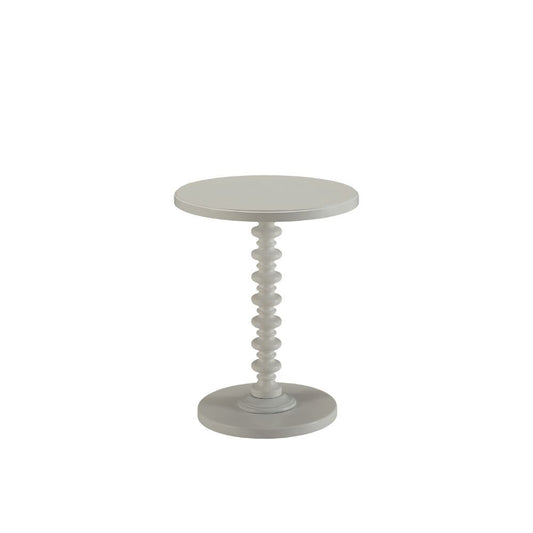 HomeRoots Fun White Wood Pedestal End Table