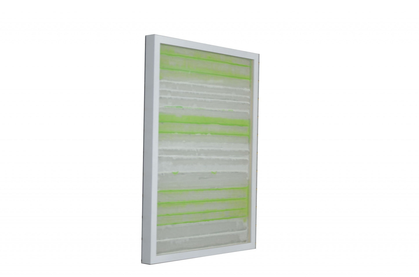 HomeRoots Fun White and Green Stripes Shadow Box Wall Art