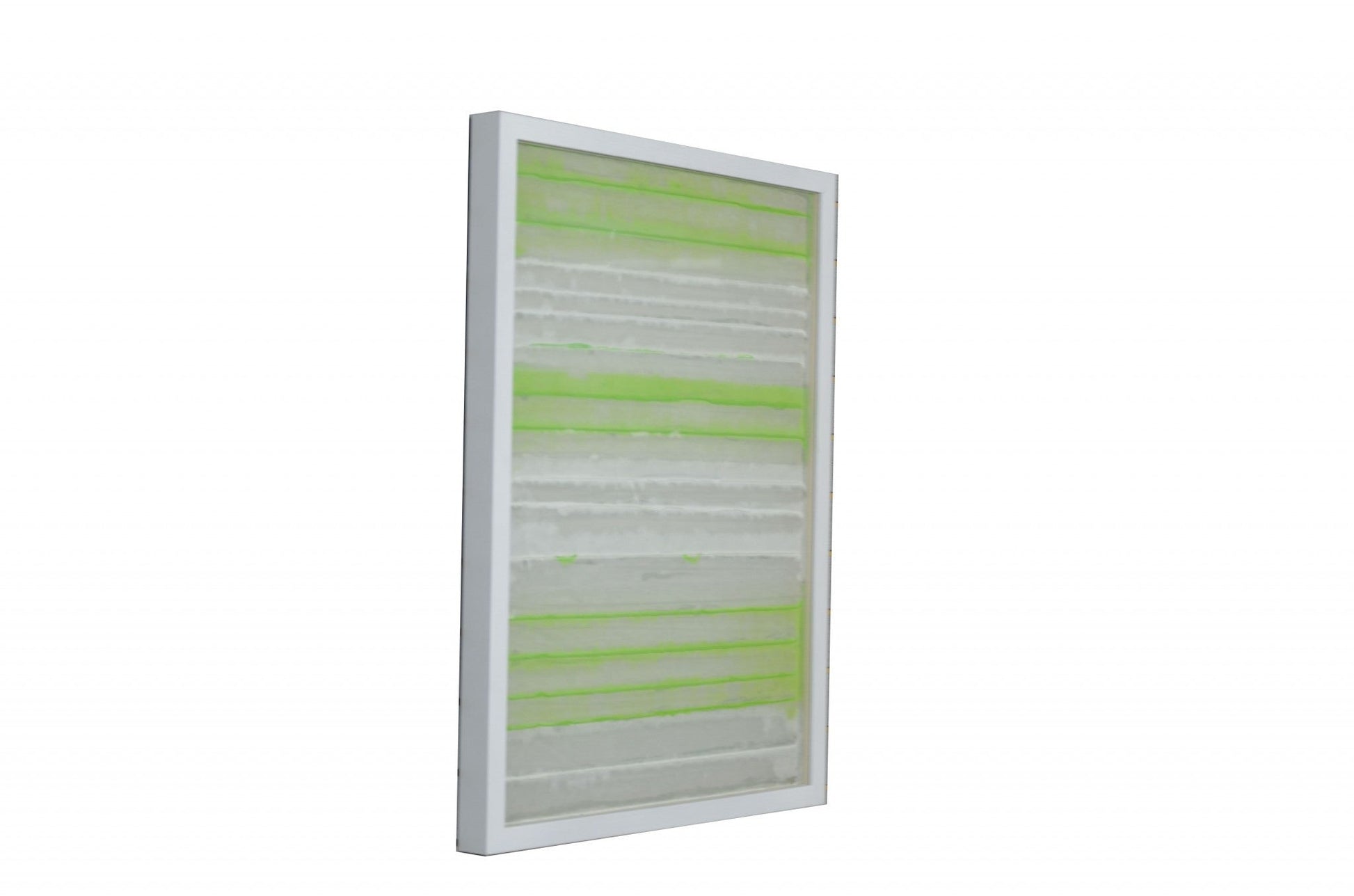 HomeRoots Fun White and Green Stripes Shadow Box Wall Art