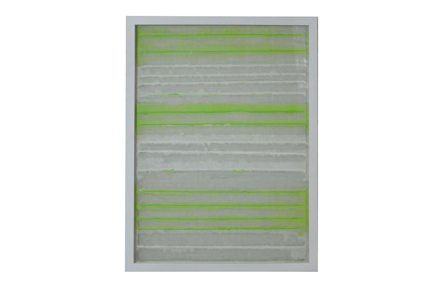 HomeRoots Fun White and Green Stripes Shadow Box Wall Art