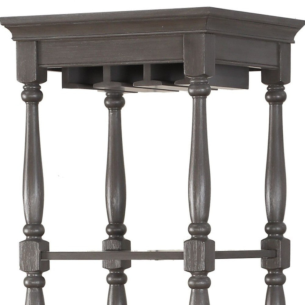 HomeRoots Fun Wine Antique Gray Wine Bar Cabinet