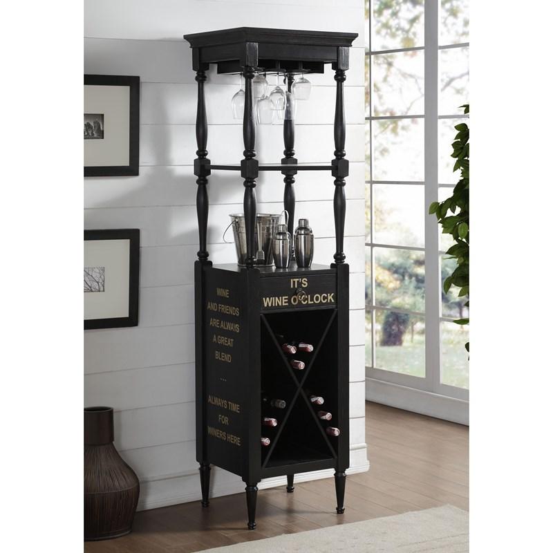 HomeRoots Fun Wine Black Wine Bar Cabinet