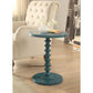 HomeRoots Fun Wood Pedestal End Table in Teal Finish