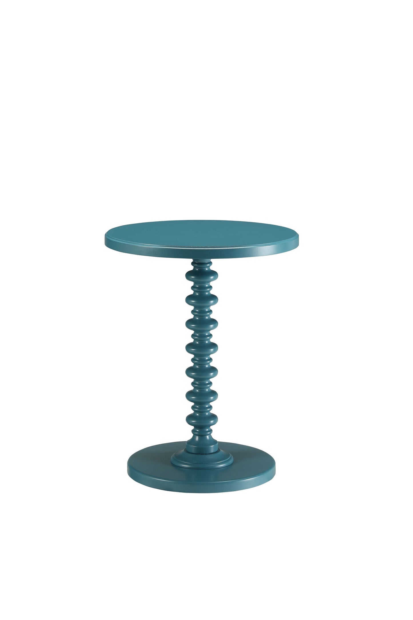 HomeRoots Fun Wood Pedestal End Table in Teal Finish