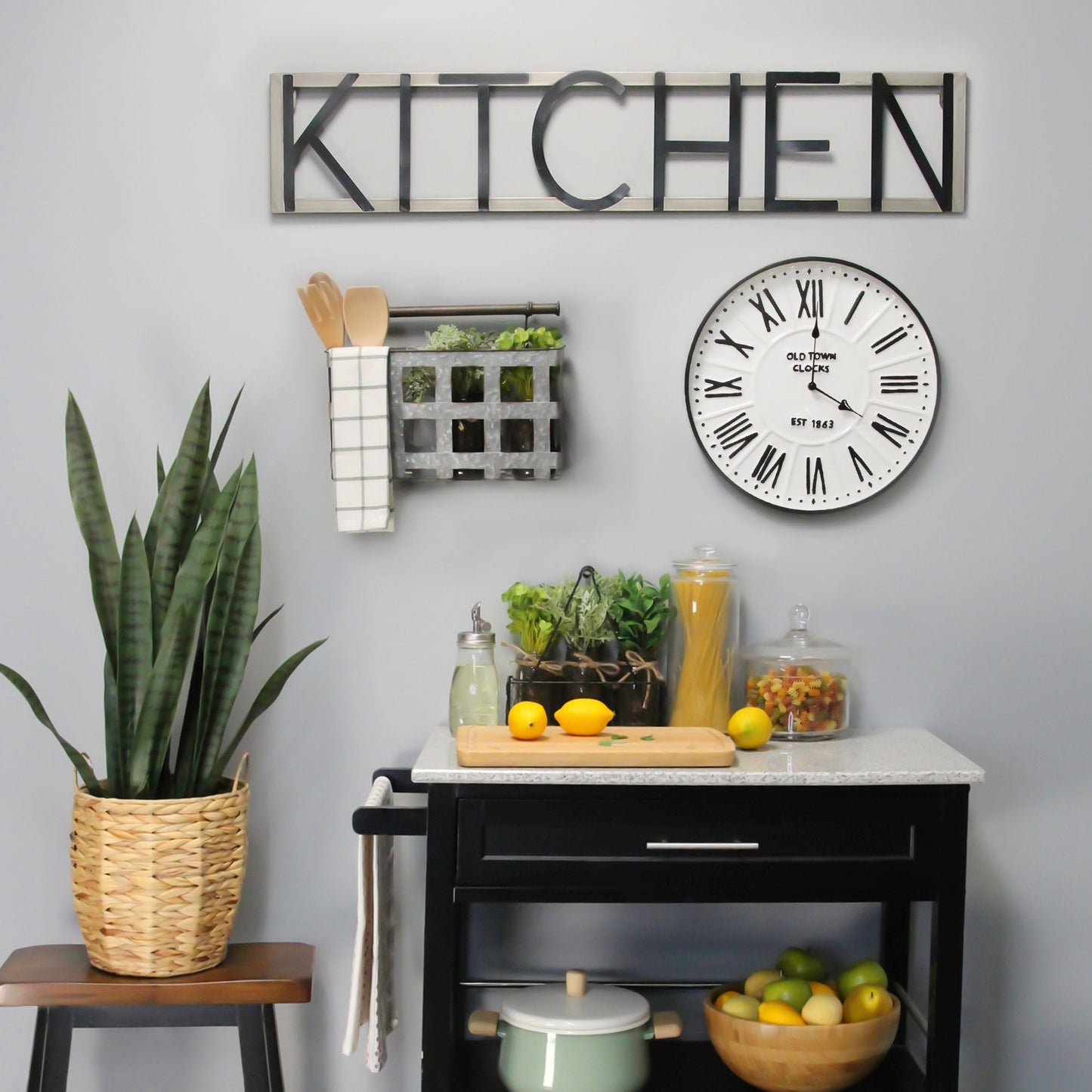 HomeRoots Galvanized Handcrafted Metal Wall Hanging Basket