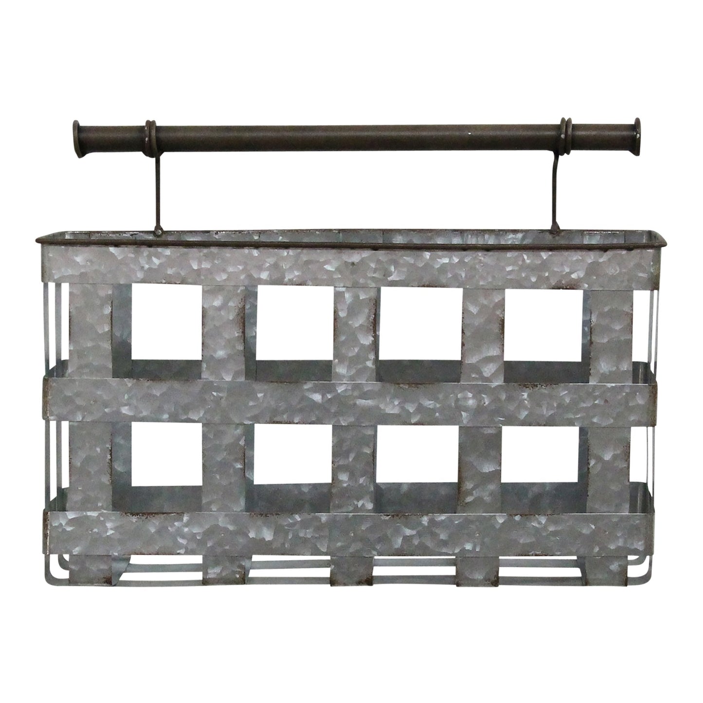 HomeRoots Galvanized Handcrafted Metal Wall Hanging Basket